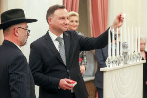 President Duda lighting the Hanukia